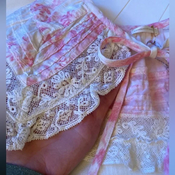 LoveShackFancy collar pink floral and off white lace collar - Picture 9 of 10